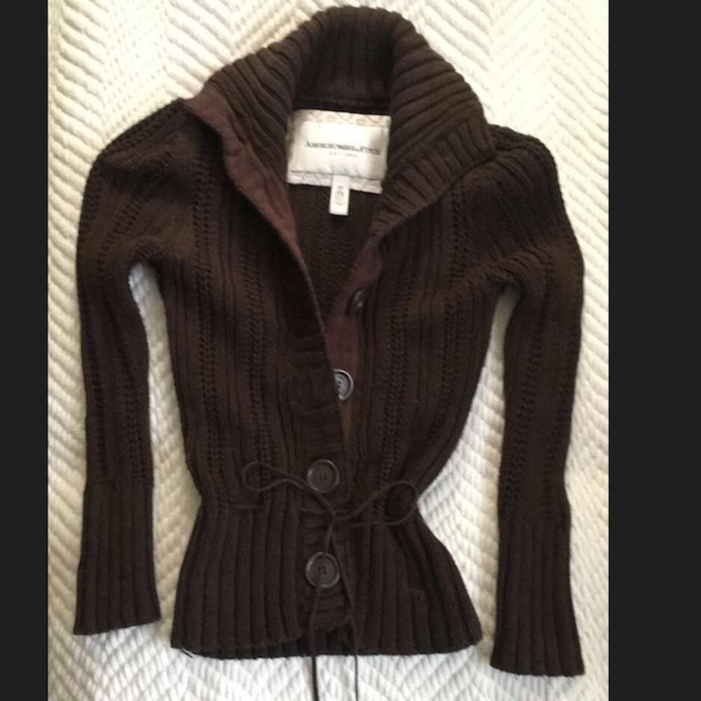 Abercrombie and Fitch button sweater, brown, xs